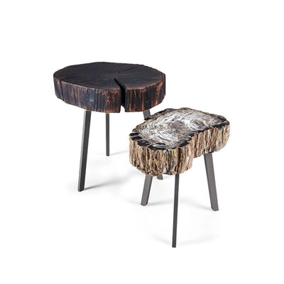 janua | bc 05 stomp table | 40-50cm | charburned oak shade brown + crude steel glaze