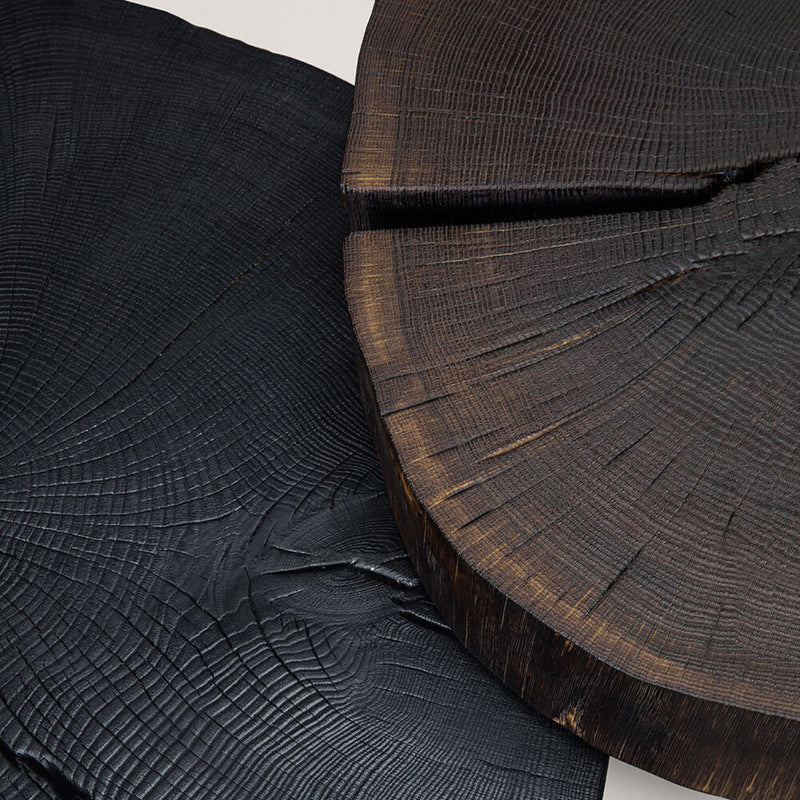 janua | bc 05 stomp table | 40-50cm | charburned oak shade brown + crude steel glaze