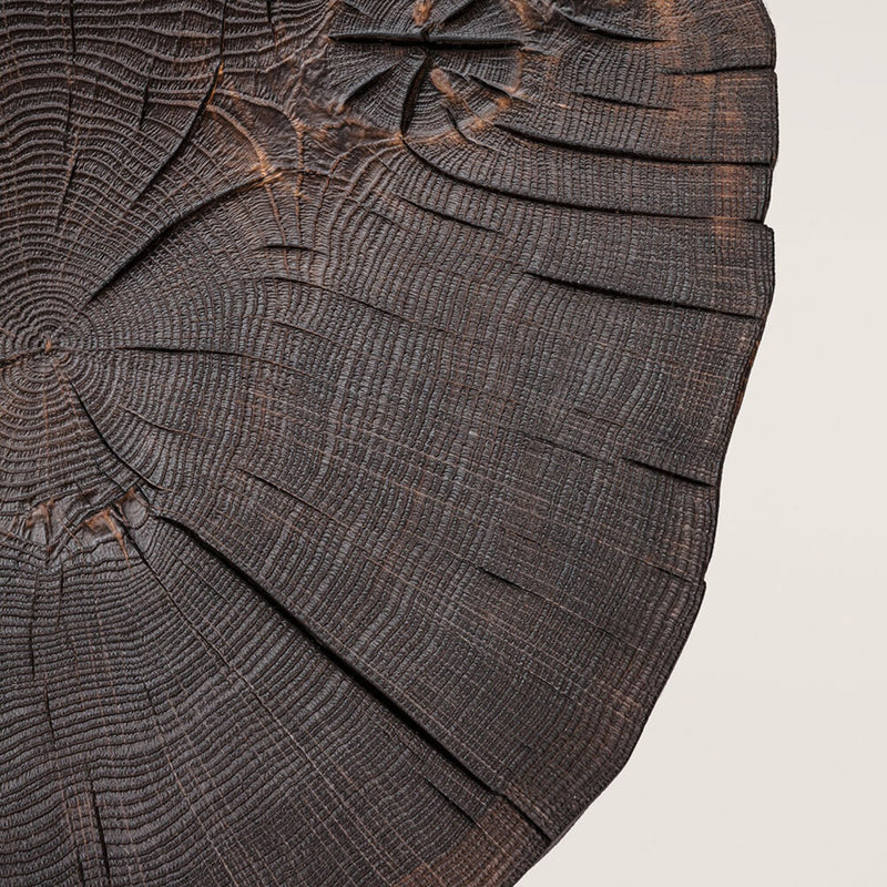 janua | bc 05 stomp table | 40-50cm | charburned oak shade brown + crude steel glaze