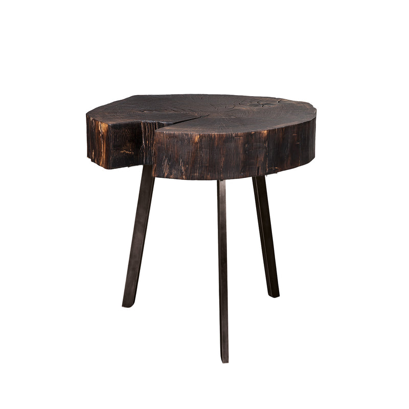 janua | bc 05 stomp table | 40-50cm | charburned oak shade brown + crude steel glaze