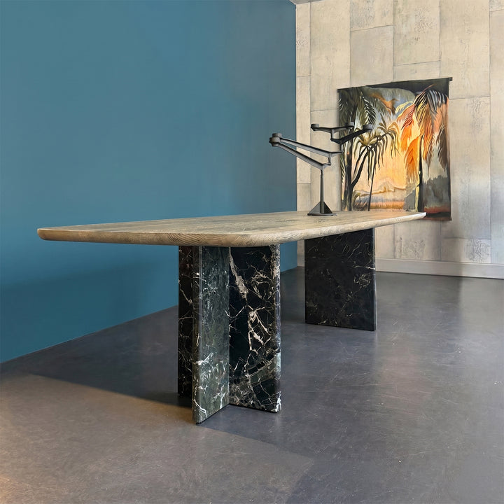janua | BC17 t-rox dining table | top - soft rectangle schotten & hansen M1 | legs - verde lepanto stone | 280 x 100cm