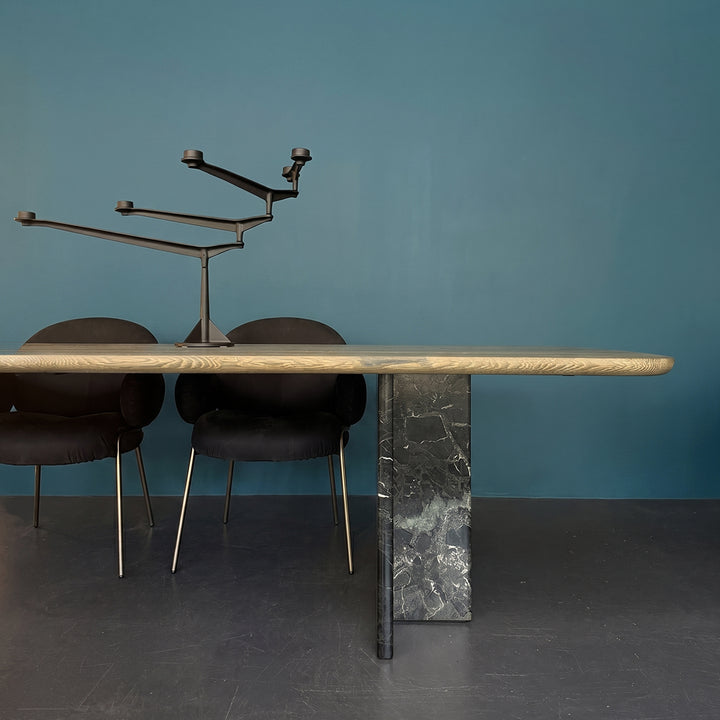 janua | BC17 t-rox dining table | top - soft rectangle schotten & hansen M1 | legs - verde lepanto stone | 280 x 100cm