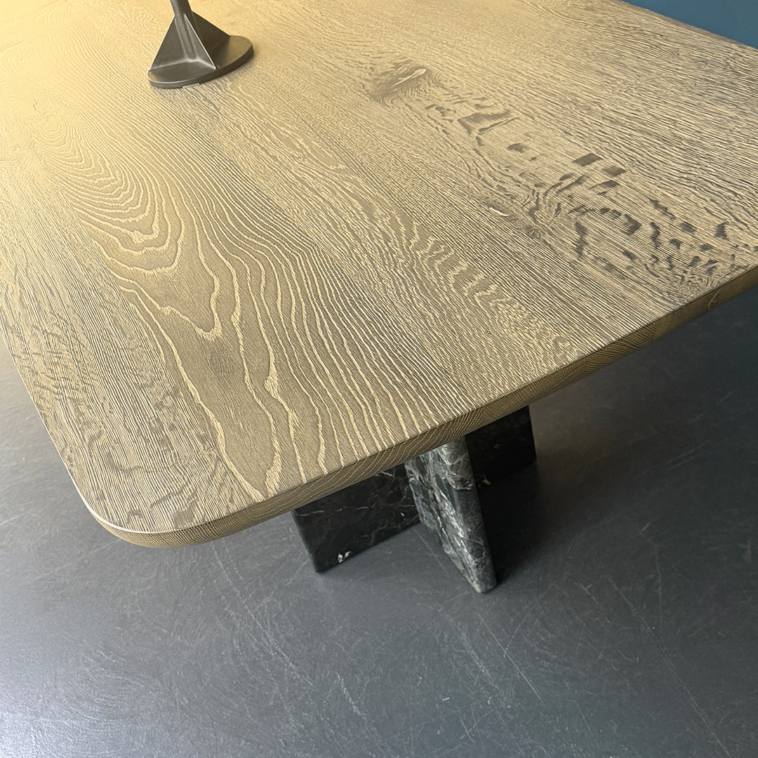 janua | BC17 t-rox dining table | top - soft rectangle schotten & hansen M1 | legs - verde lepanto stone | 280 x 100cm