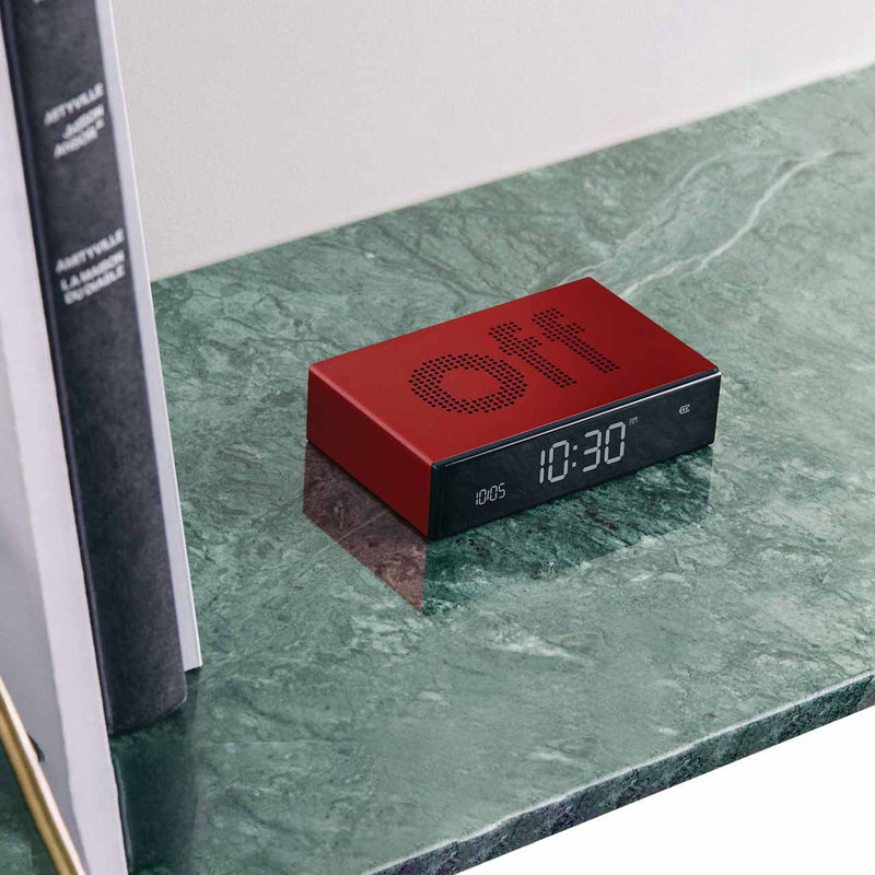 lexon | flip premium reversible LCD alarm clock | red
