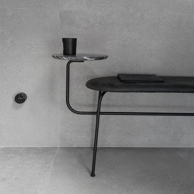 audo copenhagen (menu) | afteroom bench | black (dark green)  leather + marquina marble side table