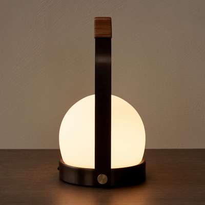 audo copenhagen (menu) | carrie portable table lamp | bronzed brass + leather