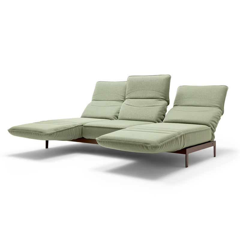 rolf benz | mera sofa | 3 seater leather | beige grey 38.732 + marrone metallic frame