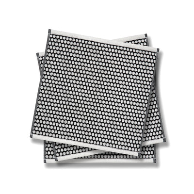 mette ditmer | grid fingertip towel | black + off white | 3 pack