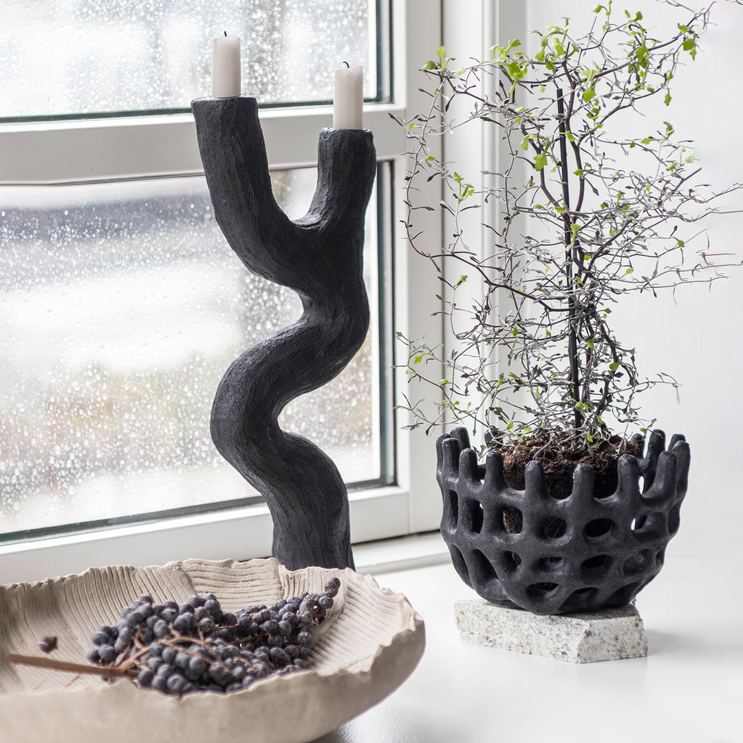 mette ditmer | art piece | braided bowl | black