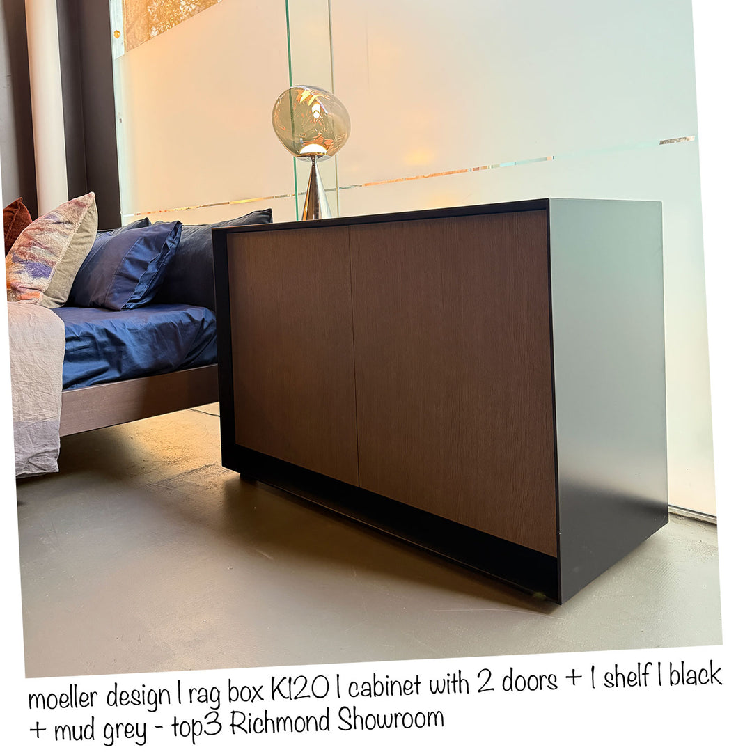 moeller design | RAG BOX K120 | cabinet with 2 doors + 1 shelf | black + mud grey