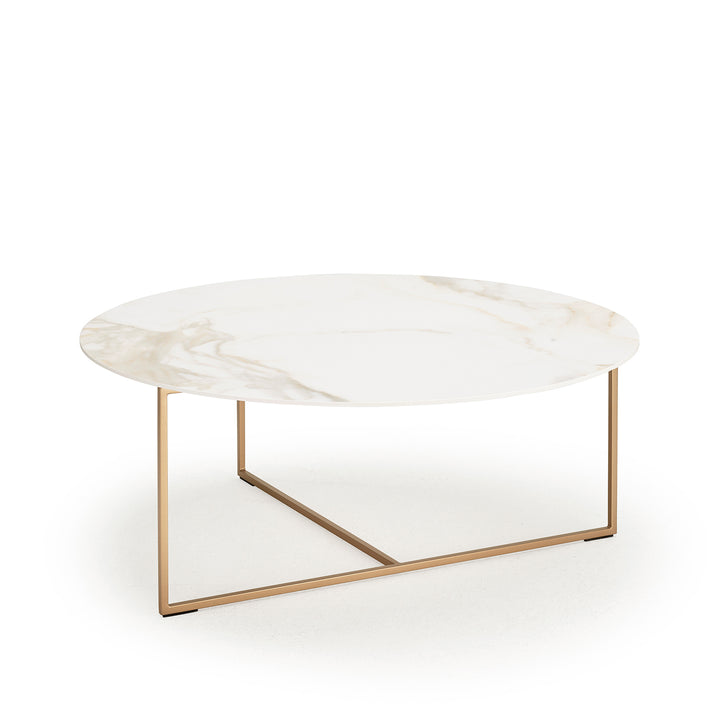 moeller design | CARRY coffee table | white calacatta ceramic + gold frame