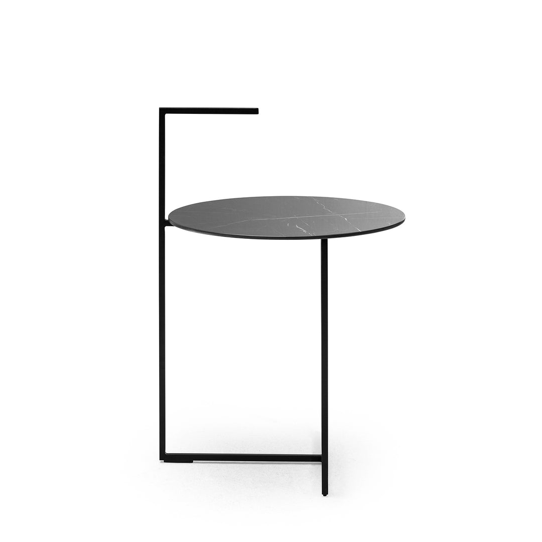 moeller design | CARRY side table | white calacatta ceramic + gold frame