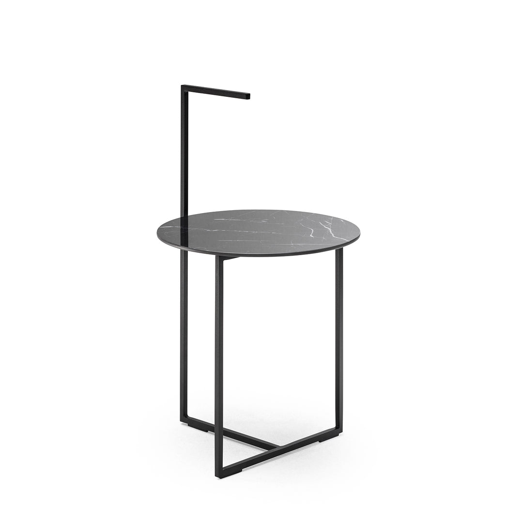 moeller design | CARRY side table | white calacatta ceramic + gold frame