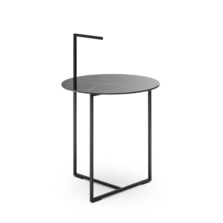 moeller design | CARRY side table | white calacatta ceramic + gold frame