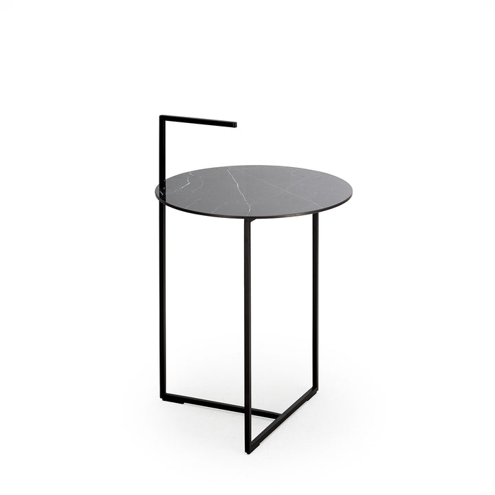 moeller design | CARRY side table | white calacatta ceramic + gold frame