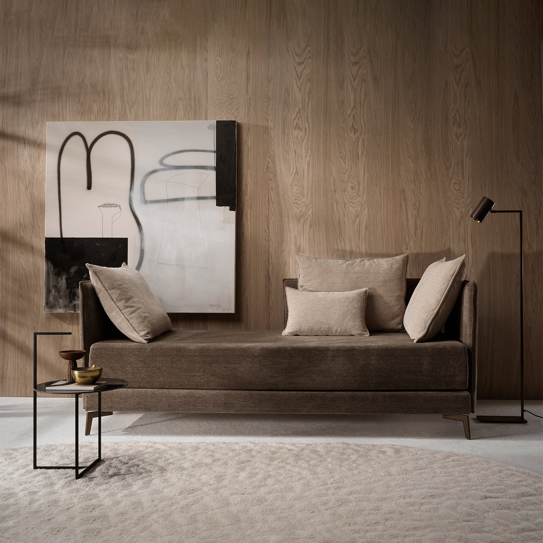 moeller design | CARRY side table | white calacatta ceramic + gold frame