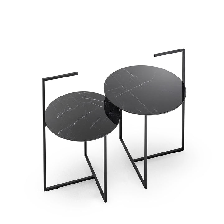 moeller design | CARRY side table | white calacatta ceramic + gold frame