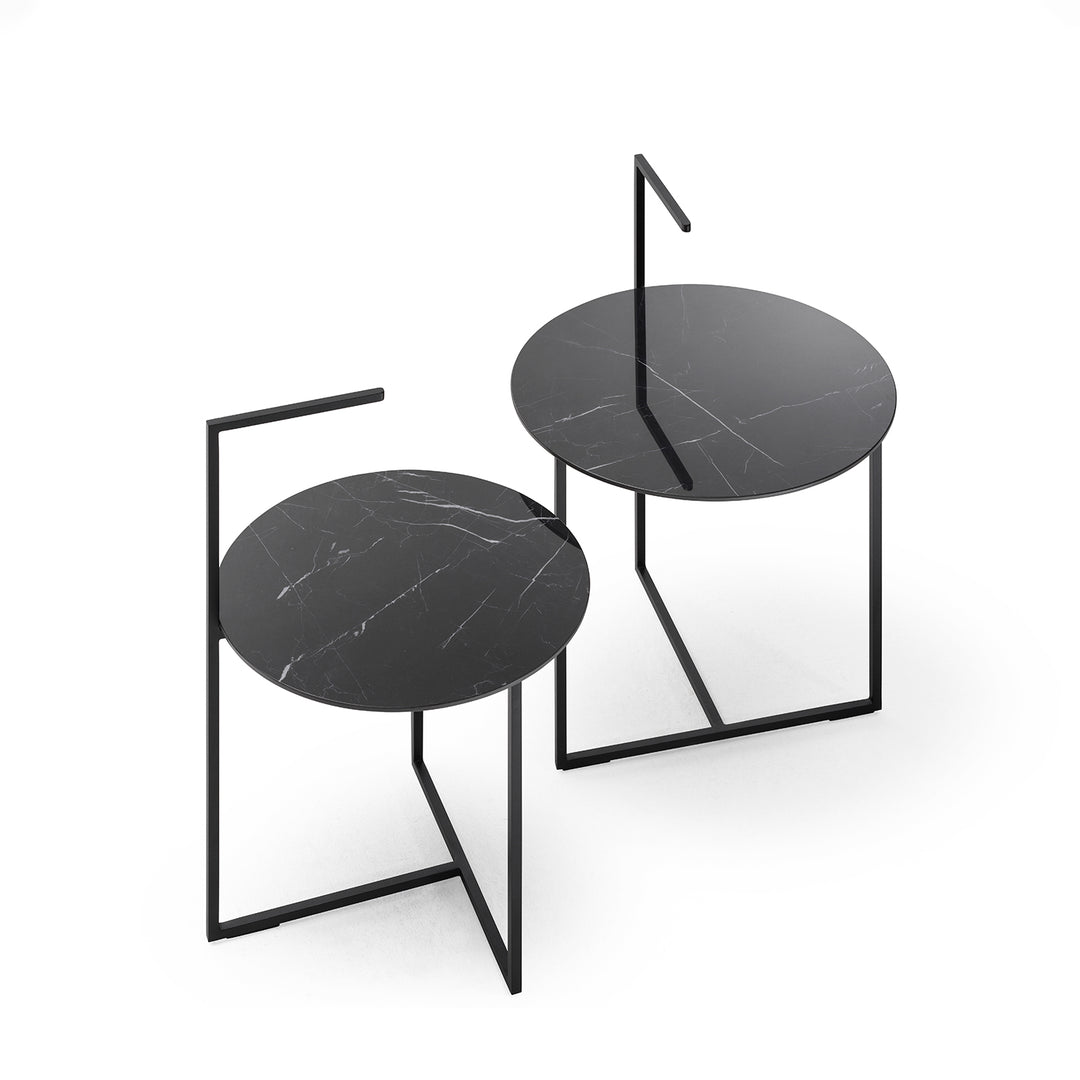 moeller design | CARRY side table | white calacatta ceramic + gold frame