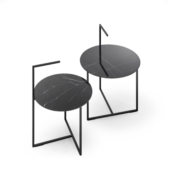 moeller design | CARRY side table | white calacatta ceramic + gold frame