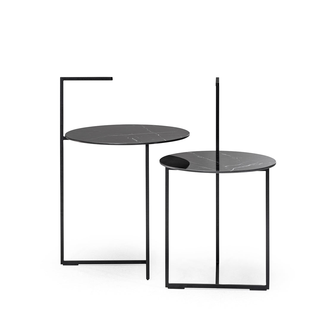 moeller design | CARRY side table | white calacatta ceramic + gold frame