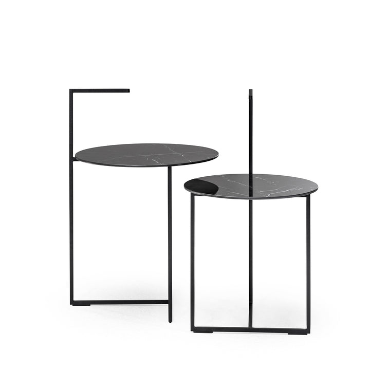 moeller design | CARRY side table | white calacatta ceramic + gold frame