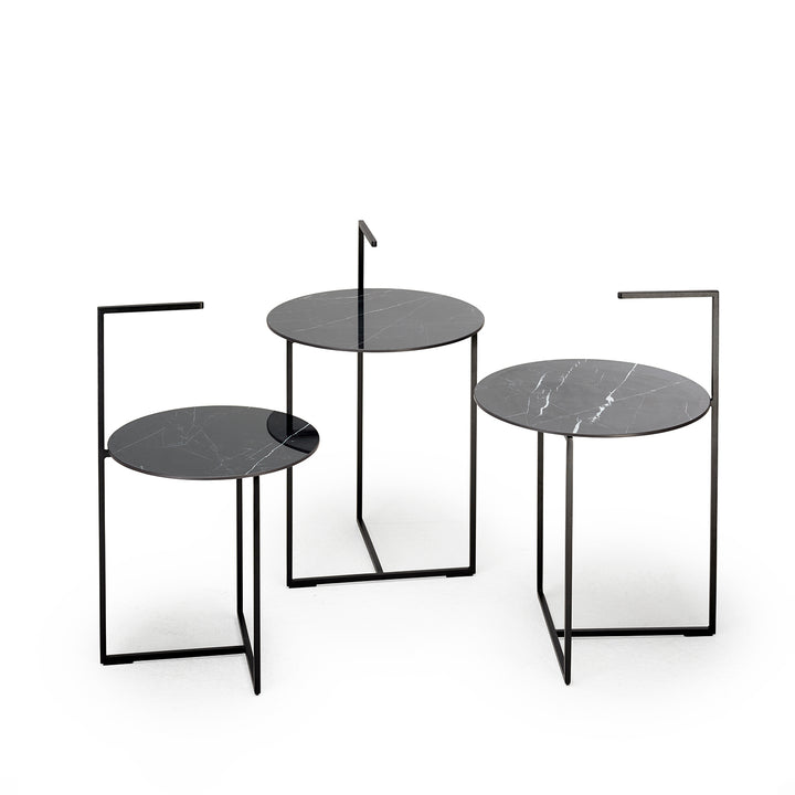 moeller design | CARRY side table | white calacatta ceramic + gold frame