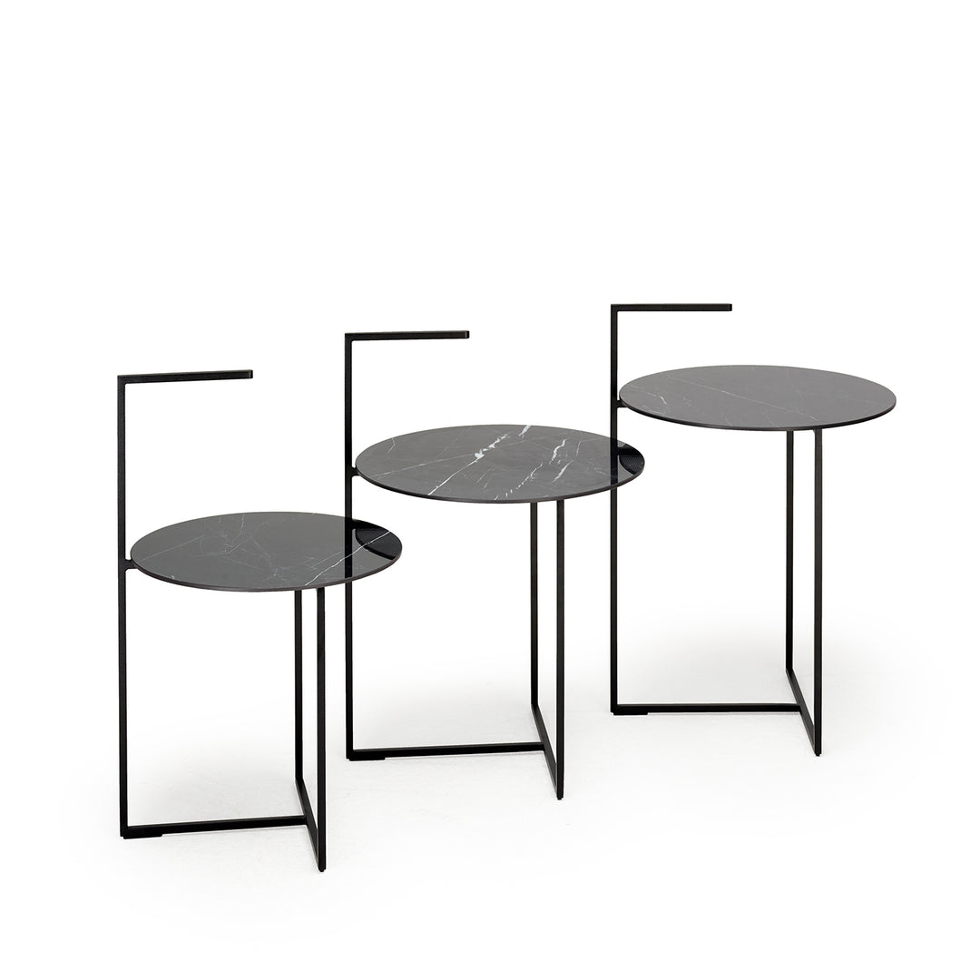 moeller design | CARRY side table | white calacatta ceramic + gold frame