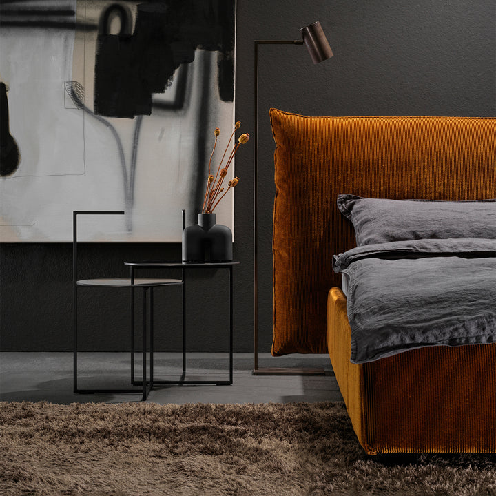 moeller design | CARRY side table | white calacatta ceramic + gold frame