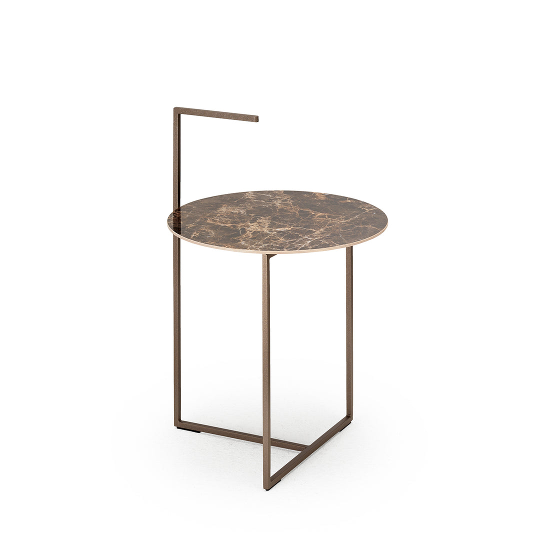 moeller design | CARRY side table | white calacatta ceramic + gold frame