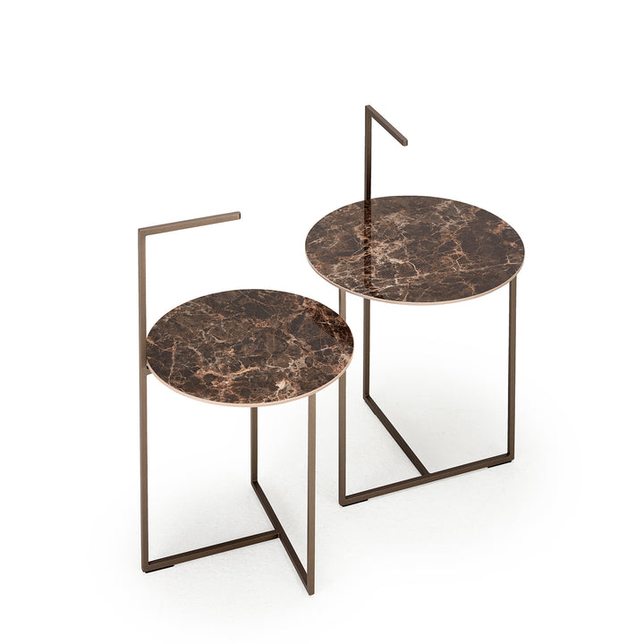 moeller design | CARRY side table | white calacatta ceramic + gold frame