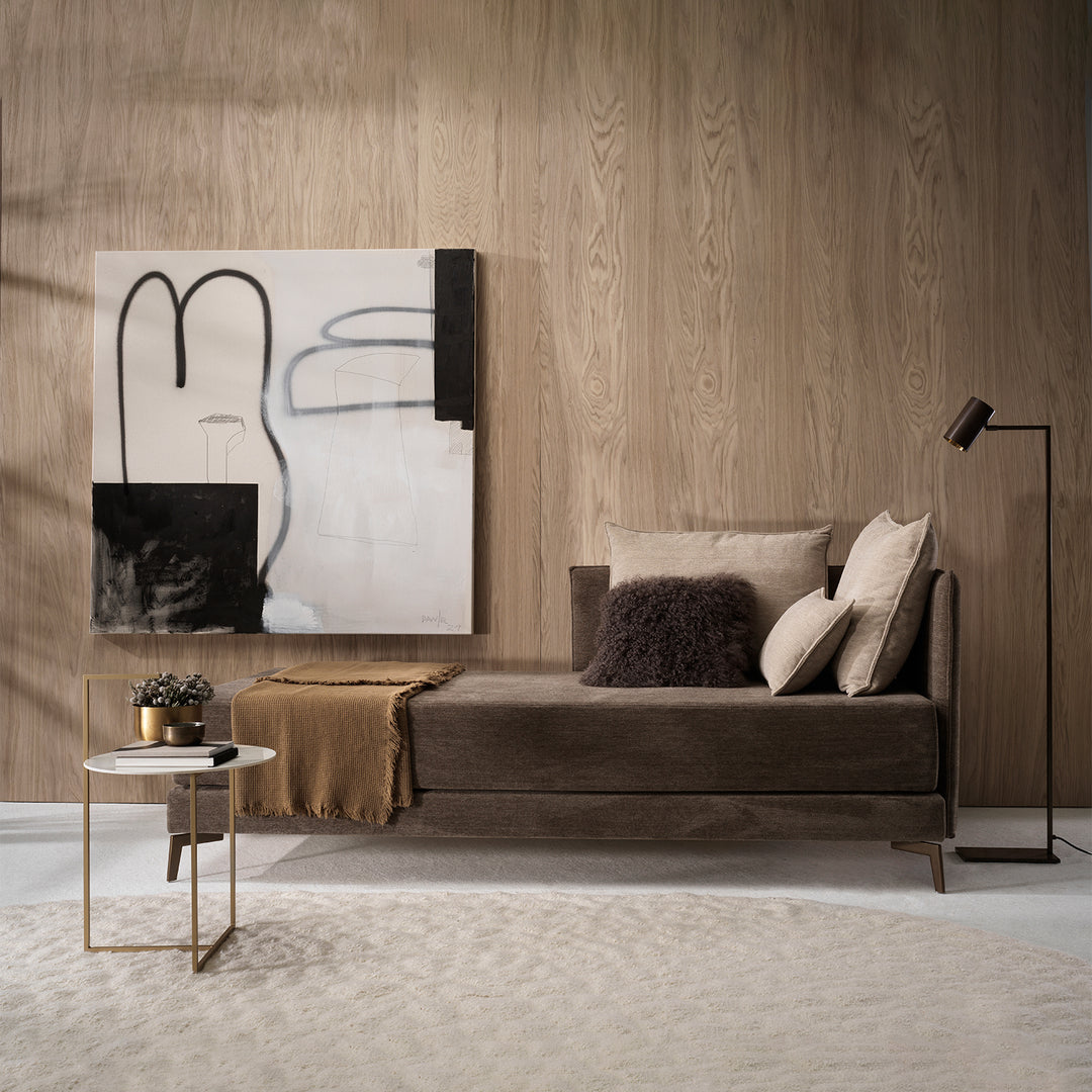 moeller design | CARRY side table | white calacatta ceramic + gold frame