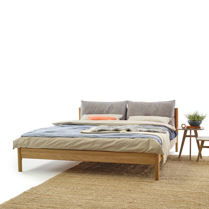 moeller design | LIV king bed | oak + whisky leather