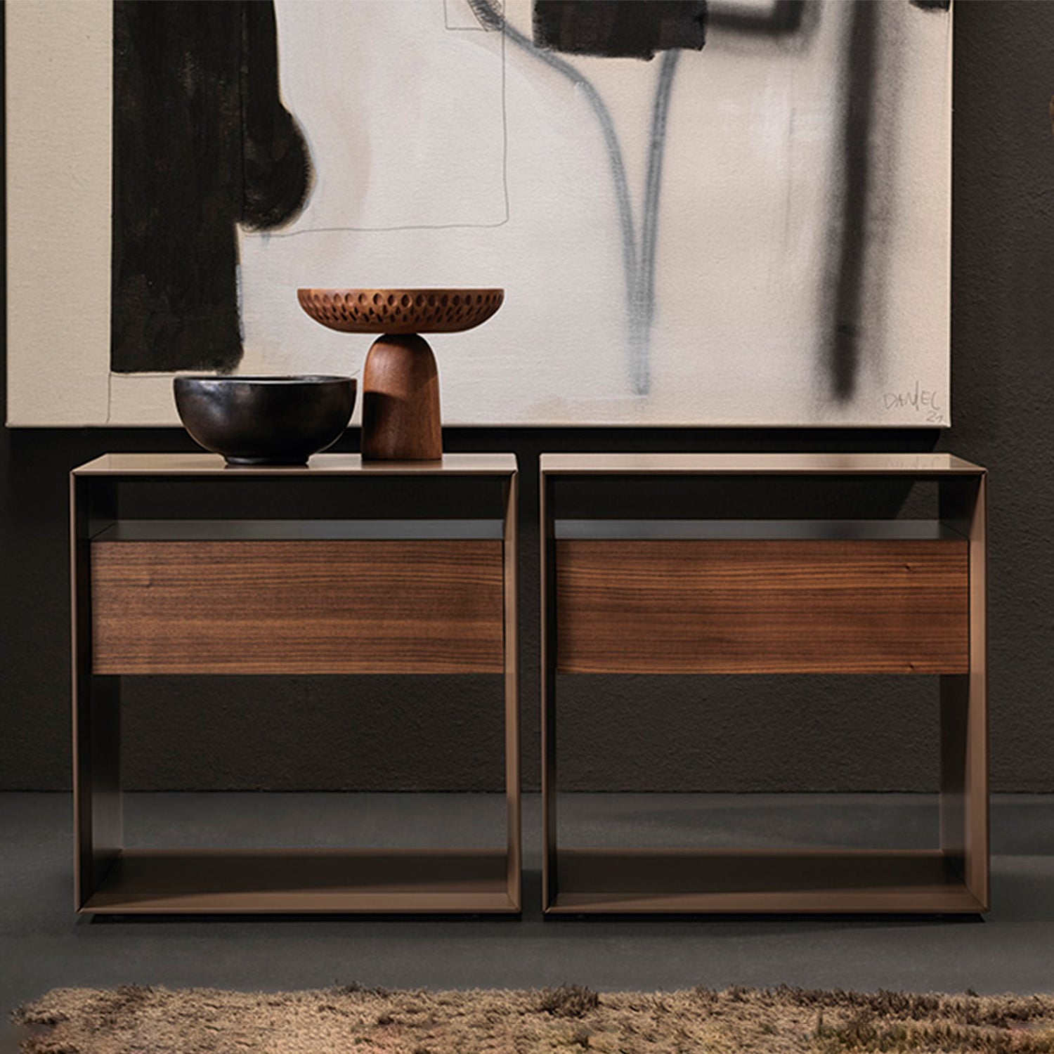 moeller design | RAG BOX K50 | chest with 1 drawer | black + walnut ...