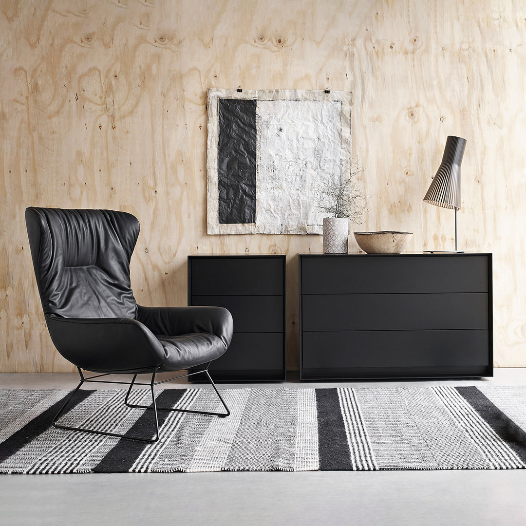 moeller design | RAG BOX K120 | chest with 3 drawers | black + mud grey