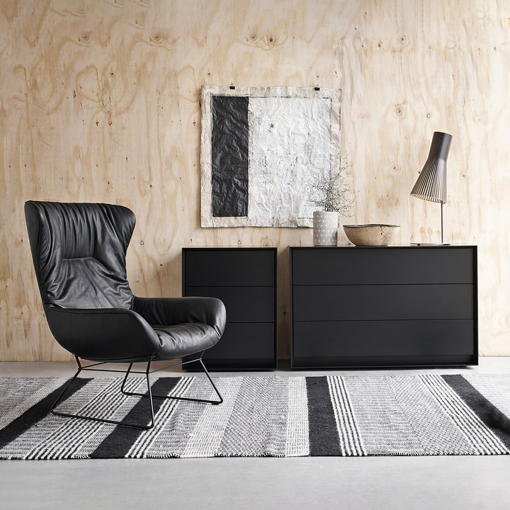 moeller design | RAG BOX K120 | chest with 3 drawers | black + mud grey