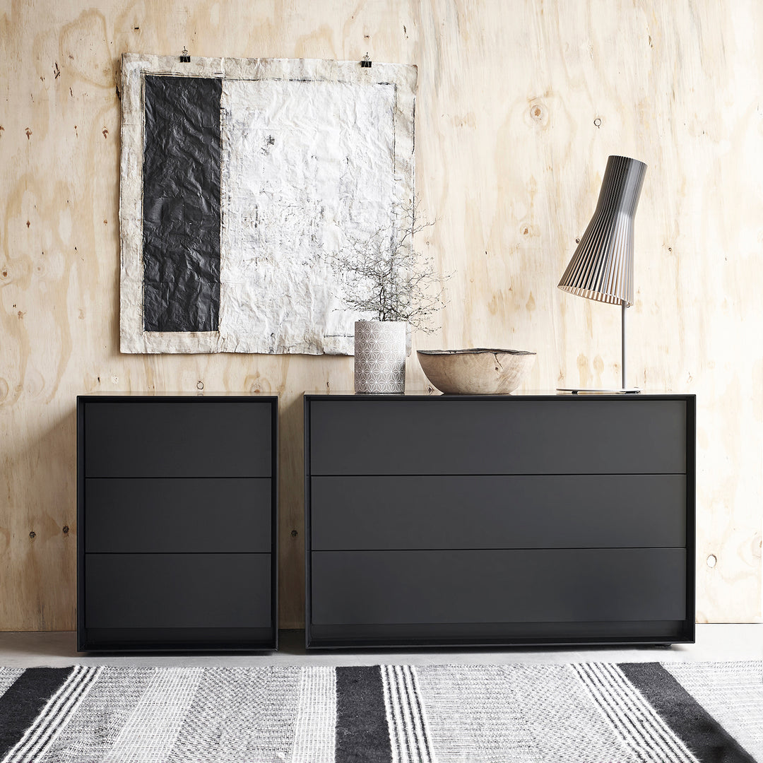 moeller design | RAG BOX K120 | chest with 3 drawers | black + mud grey