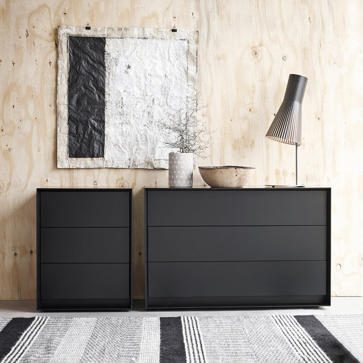 moeller design | RAG BOX K120 | chest with 3 drawers | black + mud grey