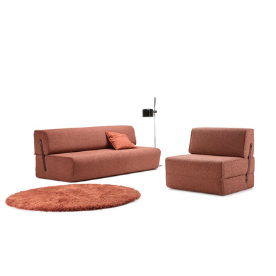 moeller design | slounge sofa bed | loop burgundy 34 + leather strap