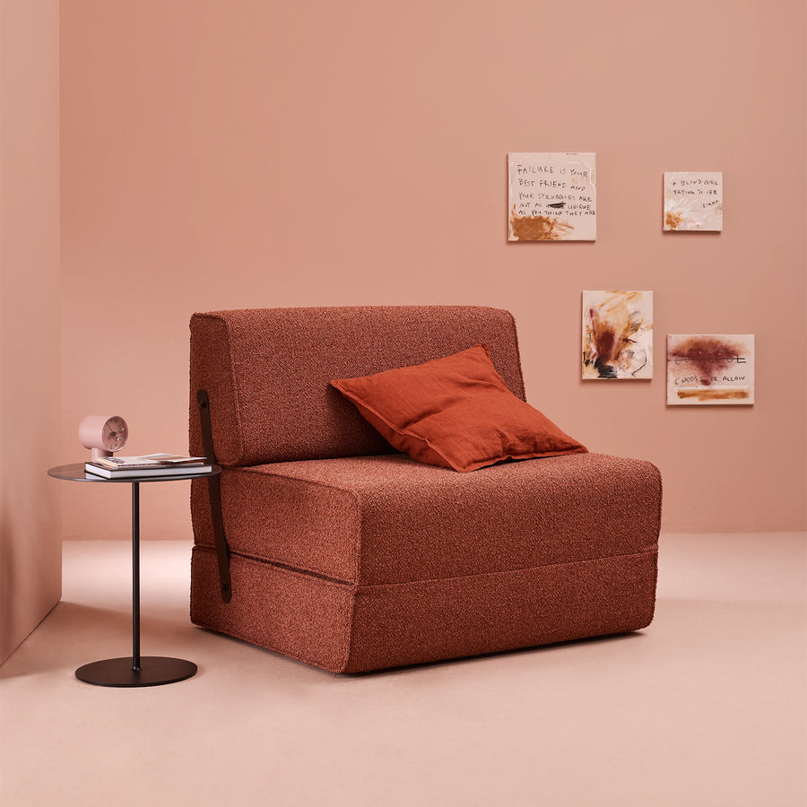 moeller design | slounge sleeper chair | loop burgundy 34 + leather st ...
