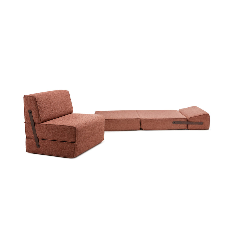 moeller design | slounge sleeper chair | loop burgundy 34 + leather strap