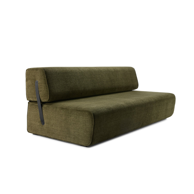 moeller design | slounge sofa bed | loop thyme 206 + leather strap