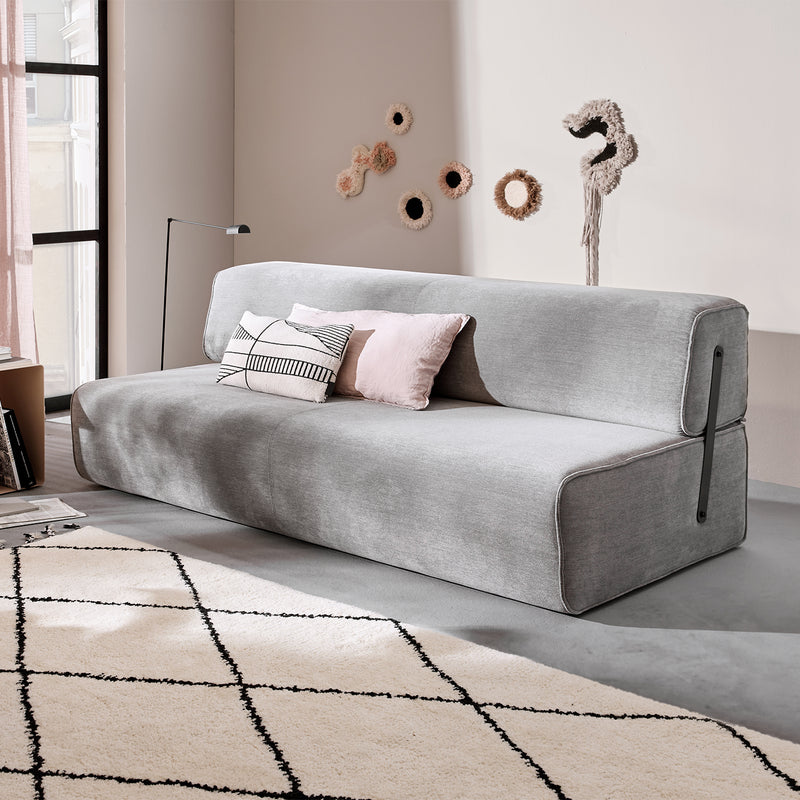 moeller design | slounge sofa bed | loop thyme 206 + leather strap