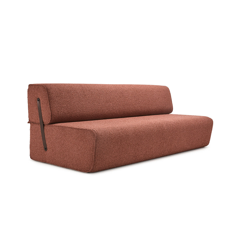 moeller design | slounge sofa bed | loop burgundy 34 + leather strap