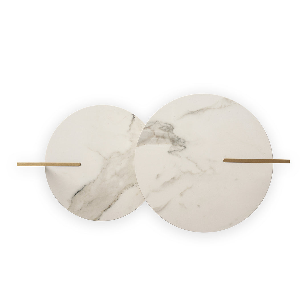 moeller design | CARRY side table | white calacatta ceramic + gold frame