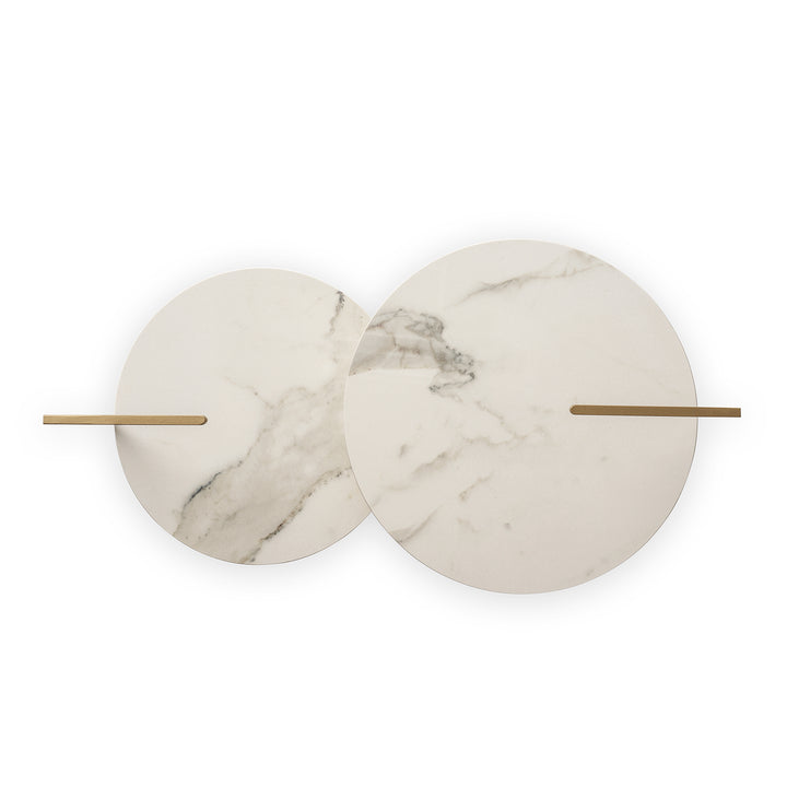 moeller design | CARRY side table | white calacatta ceramic + gold frame