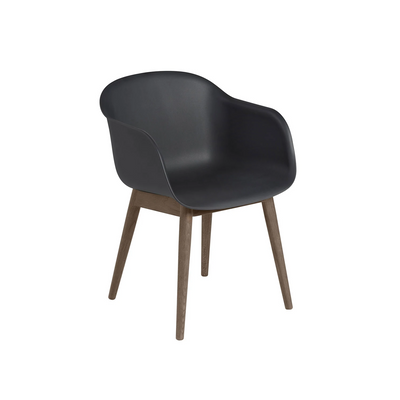 muuto | fiber armchair | wood base | black recycled + stained dark brown