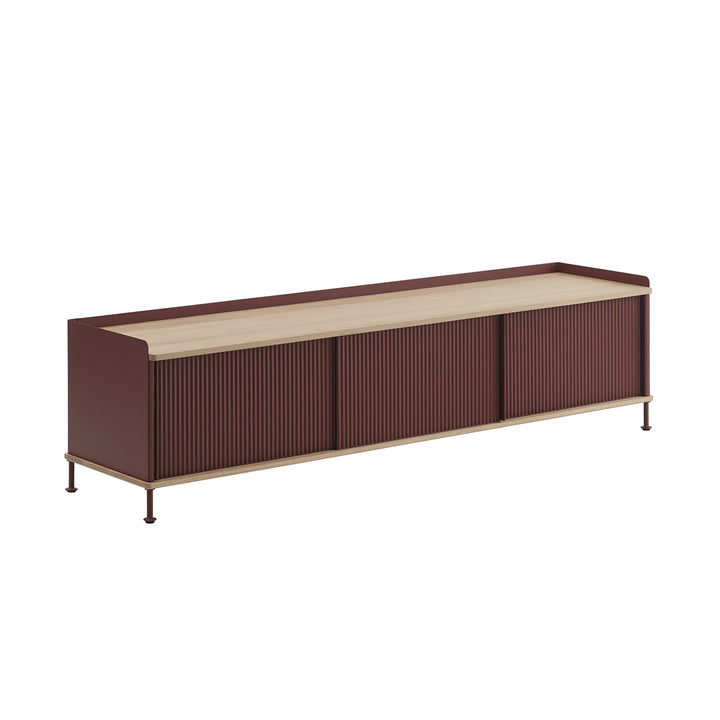 muuto | enfold sideboard low long | deep red + oiled oak