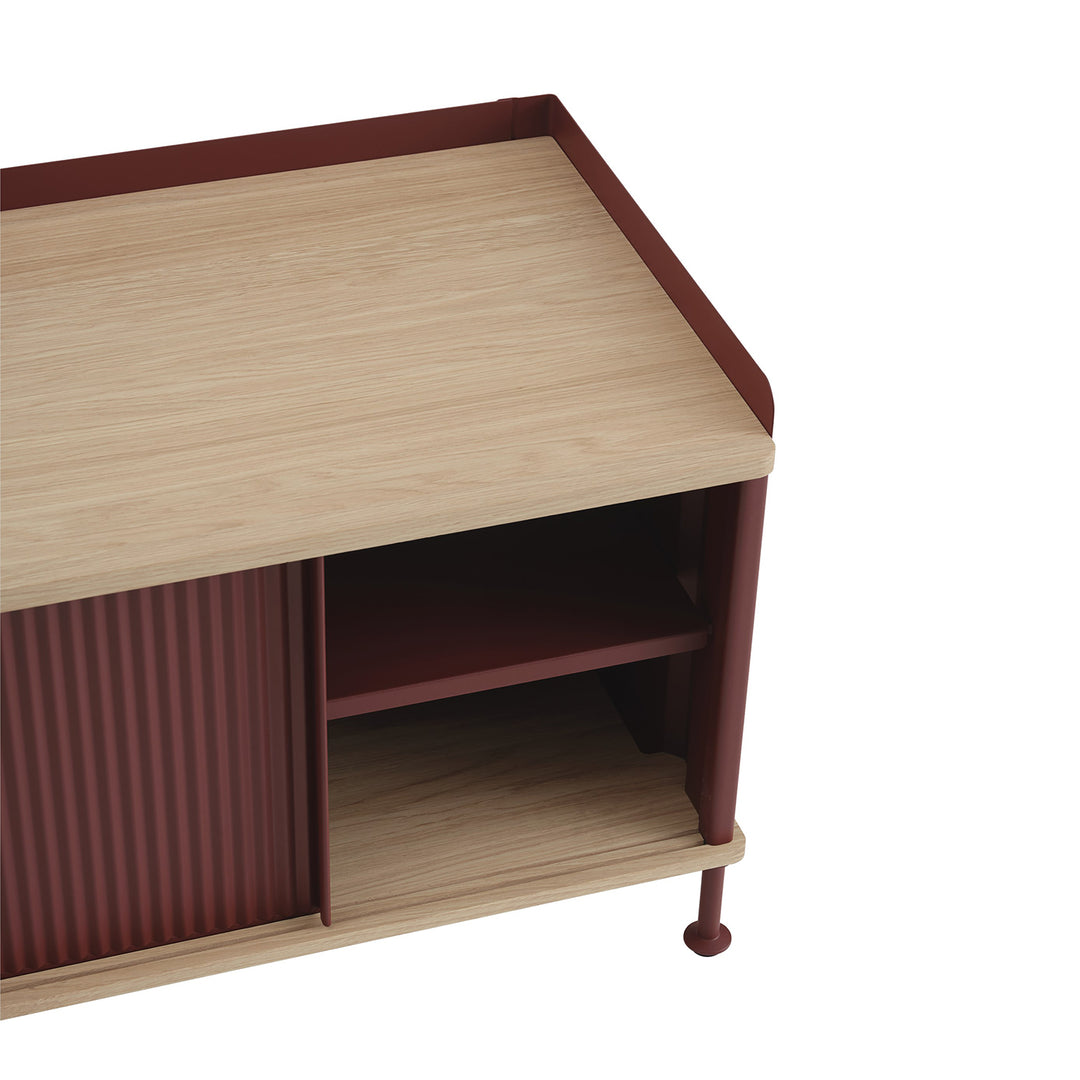 muuto | enfold sideboard low long | deep red + oiled oak