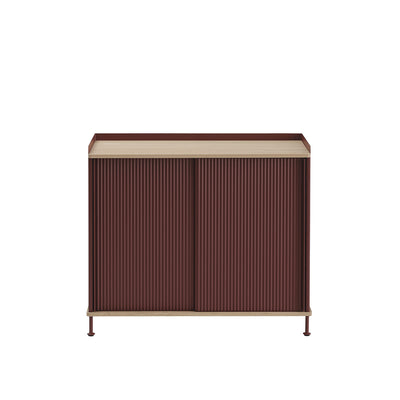 muuto | enfold sideboard tall | deep red + oiled oak