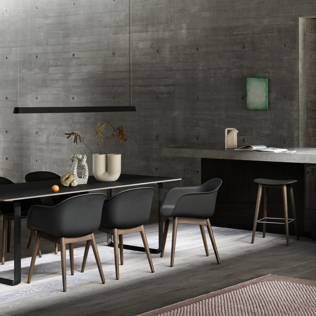 muuto | fiber armchair | wood base | cognac refine leather + stained dark brown ~ DC